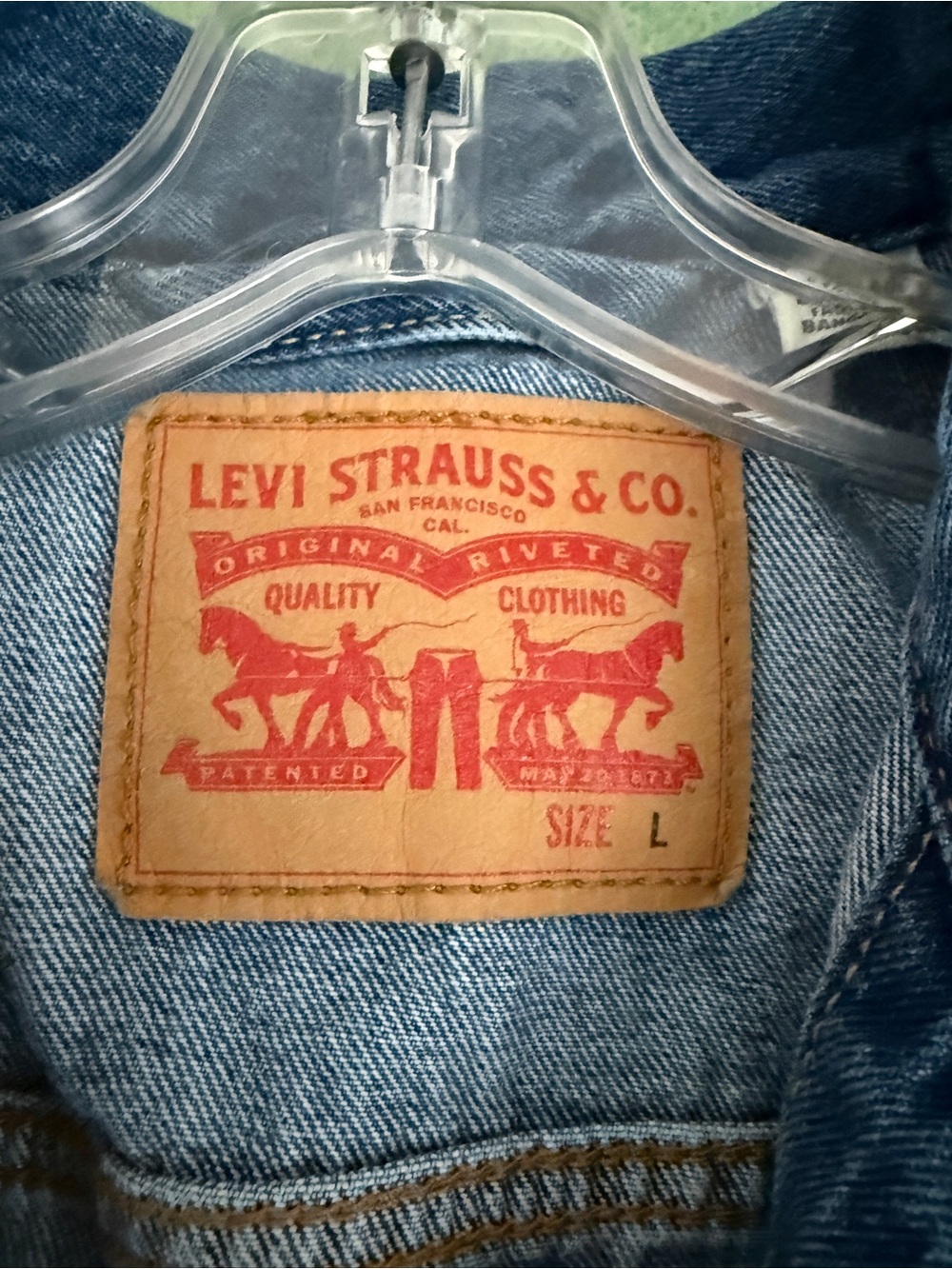 Levi's Blue Denim Jacket with Leather Patch - Picture 4 of 4